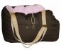 Preview: Hundetasche weich wie Hundebett Canvas/Frottee braun-rosa