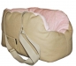 Preview: Hundetasche weich wie Hundebett Canvas/Frottee beige-rosa