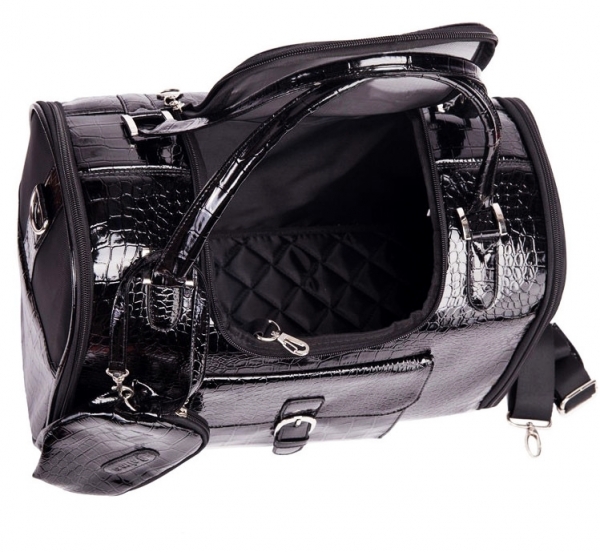 Krokotasche schwarz Reisetasche mit Clutch