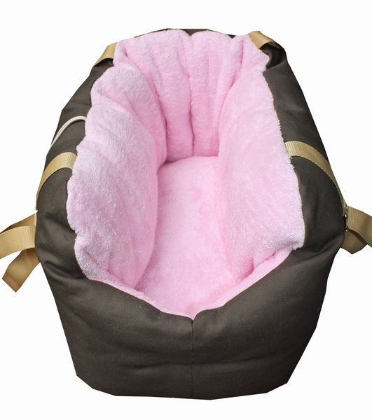 Hundetasche weich wie Hundebett Canvas/Frottee braun-rosa